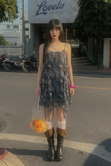 GHOST BLOOM FLOWER CHIFFON FRILL DRESS