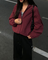 Little Hooded Check Windbreaker