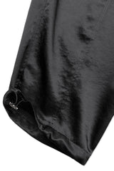 SATIN WIDE CARGO PANTS	(BLACK)