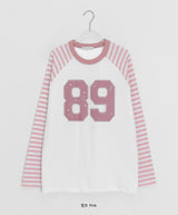 ライアンプリンティングボーダーオーバー長袖Tシャツ