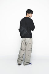 25SS DAMAGE WASHED WIDE CARGO PANTS IVORY