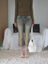 Zpi Vintage-Washed Low-Rise Capri Denim Jeans