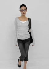 [MADE] Rulind Two-Way V-neck Long Sleeve T-shirt