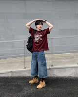 Las Faded Printing Oversized Short Sleeve