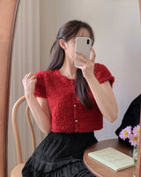 Buckle short sleeve cardigan