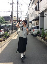 Iseo Strap Flare Banding Long Skirt