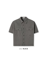 Double pocket checked crop shirts 3color