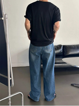 [Unisex]スタッドワイドデニムパンツ