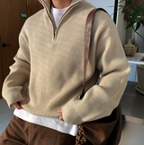 オールデイハイネックモダルセミジップアップニット