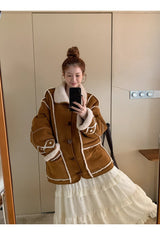 キャメルスエードオーバーサイズフィットコート
