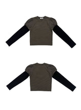 ストライプレイヤードパフTシャツ（3COL）