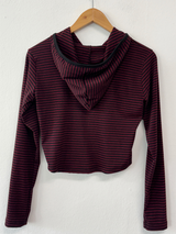 STRIPE SLIN クロップドフーディージップアップ 🤎❤🩶🖤3COLOR