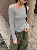 ピンストライプワイドネック長袖(3C)
