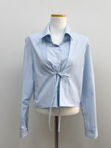 Ribbon Stripe Crop Shirt