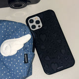 [Magsafe]レオパードハートグラスケース / ブラック