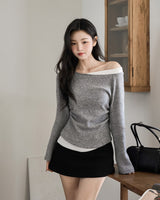 Uhan Contrast Unbalanced T-shirt