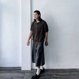 Muted Grid Knit Short Sleeve Top