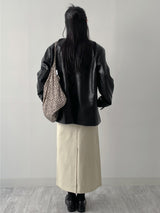 [unisex] Crack Single Leather Over Fit Jacket