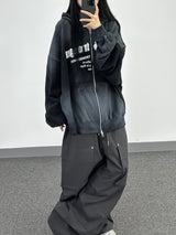 dirty two-way open hoodie