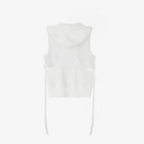 LAYERED HOODIE VEST_MESH WHITE