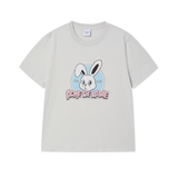 25SSナインティーズレトロバニーウーマンショートスリーブTシャツ ライトグレー