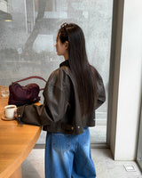【BELLIDE MADE】バンドカラー スエード クロップジャケット
