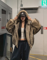 Kuro Two Way Fur Hooded Zip-up