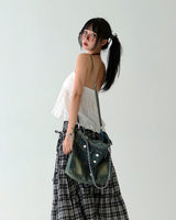 Punching Eyelet Smoke Tube Top Blouse