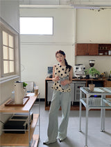 dotted sleeveless blouse