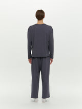 (Unisex) エッセンシャルストレッチフィットロングスリーブパジャマセット　チャコール