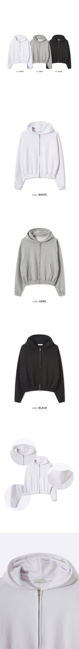 [Unisex] Crop 2way hood zip up(3color)