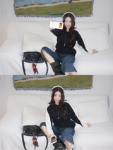 Black and White Colored Round Knitwear