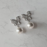 Butterfly and Pearl Piercing - Silver Color