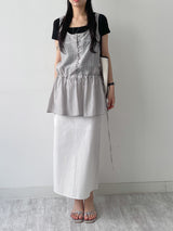 Marine Square Neck Crop Short Sleeve T-shirt