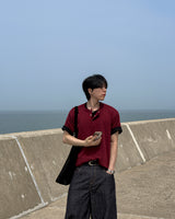 Near Henley Neck Cropped Knit Short Sleeve