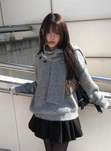 Corning Muffler Button V-Neck Knit Set