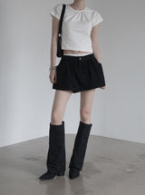 Double-waisted sagging mini skirt