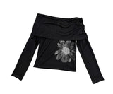Myor ink painting print off-shoulder tee