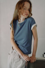 T/T スカルプテッド ハーフTシャツ (blue)