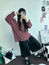 BIG COLLAR OVER MOXY ストライプルーズ長袖Tシャツ💙🩵🤎❤4COLOR