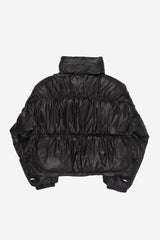Piping shirring high-neck short padded jumper