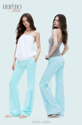 Mint lettering long good fit casual pants 