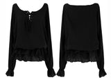 off-shoulder puff long blouse (2color)