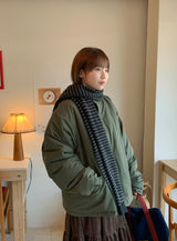 [unisex] コートレウーレンハーフボンバーパディングジャンパー