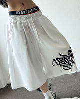 Cursive Letter Tattoo Graphic Balloon Bermuda Shorts 4color