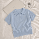 サマーブークレ ☁️カラー半袖ニットTシャツ (4 colors) #サマーニット