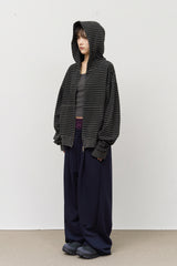 Peter Pigment Striped Zip Hoodie