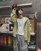 Tain Waffle Crop Hood Zip-Up