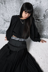 Denim Combination Pleated Skirt