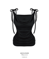Lina Ribbon Drape Sleeveless Top (3color)